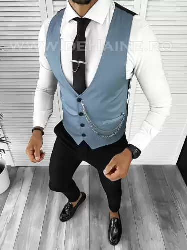 Vesta barbati slim fit albastra B8251 102-4 E~