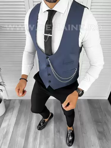 Vesta barbati slim fit albastra B8265  P19-4.2