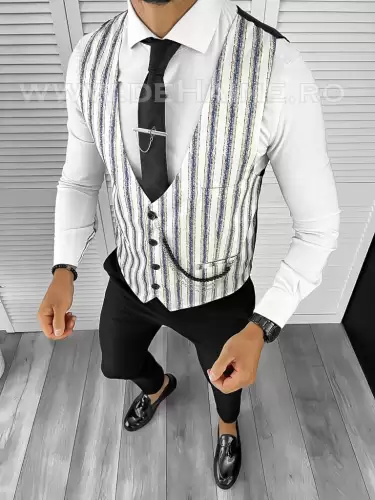 Vesta barbati slim fit cu imprimeu B8269 76-4 E