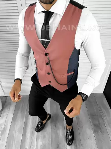 Vesta barbati slim fit roz B8264 75-4 e