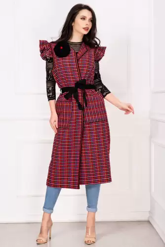 Vesta de primavara cu model geometric viu colorat